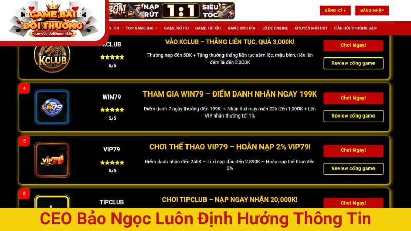 CEO Bảo Ngọc luôn định hướng thông tin cho người chơi